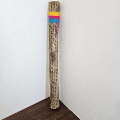 Decorative Cactus Wood Walking Stick with Colorful Yarn Wrap - product image 1