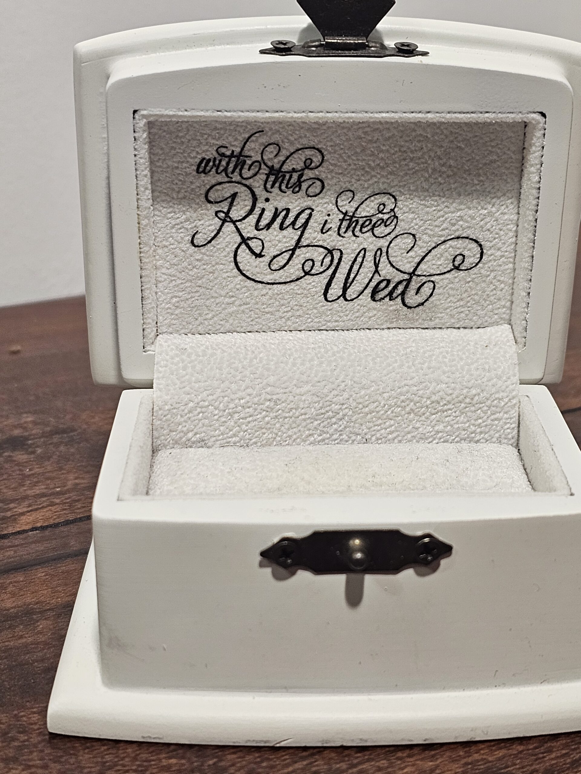 White Wooden Ring Box with 'The Rings' Script - product image 4