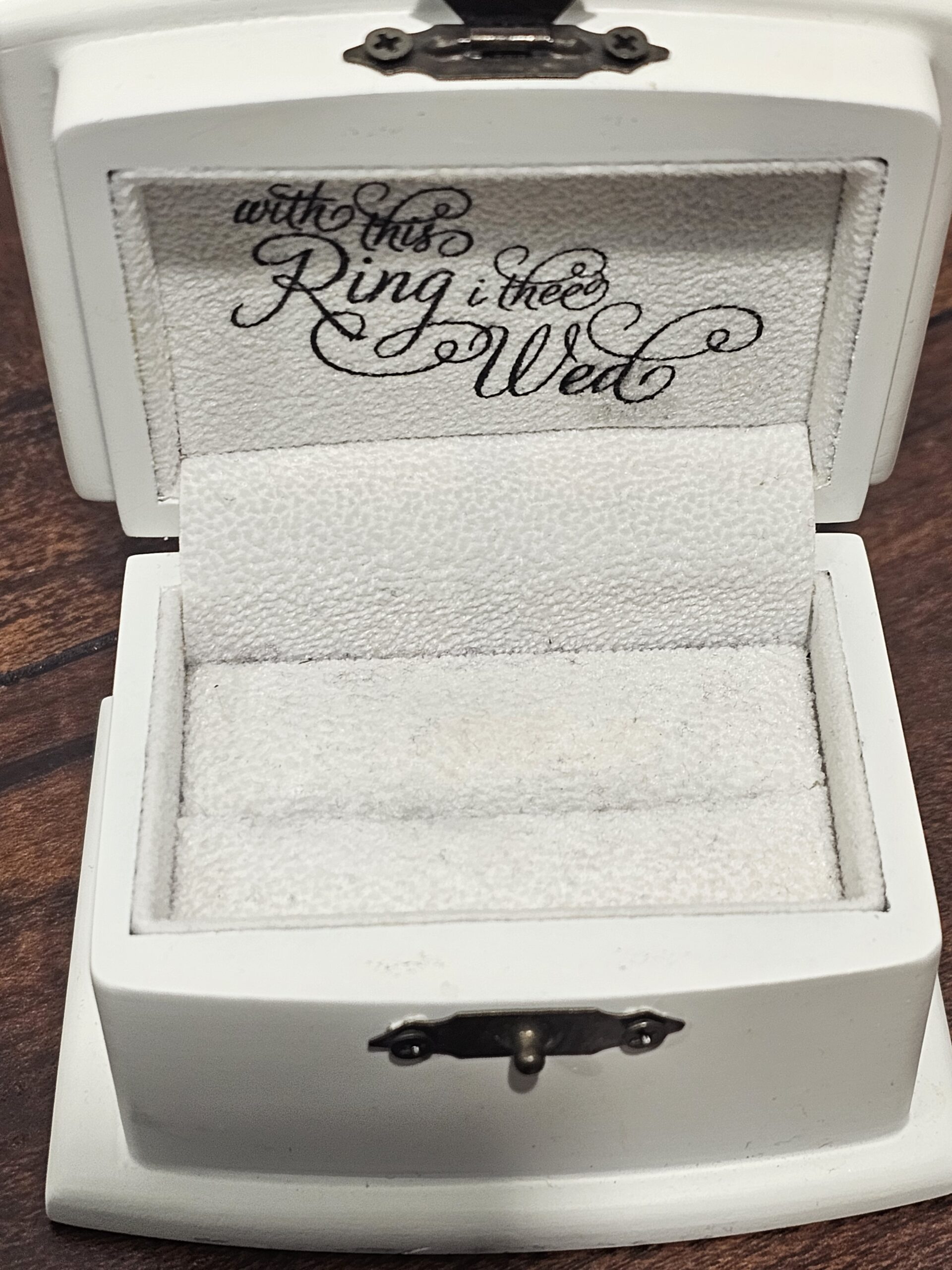 White Wooden Ring Box with 'The Rings' Script - product image 5