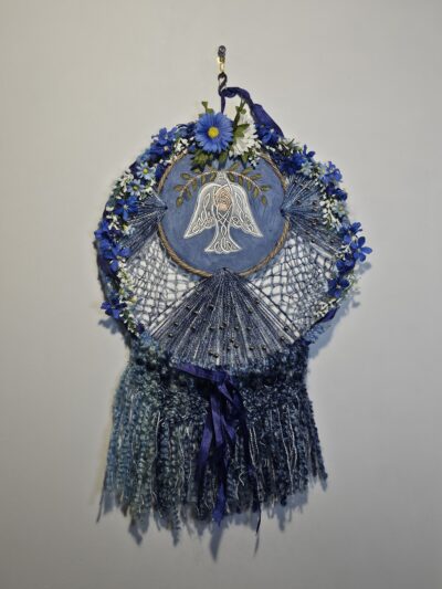 Handcrafted Celtic Knot Dreamcatcher with Floral Accents - product image 1