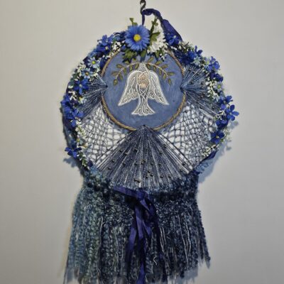 Handcrafted Celtic Knot Dreamcatcher with Floral Accents - product image 1