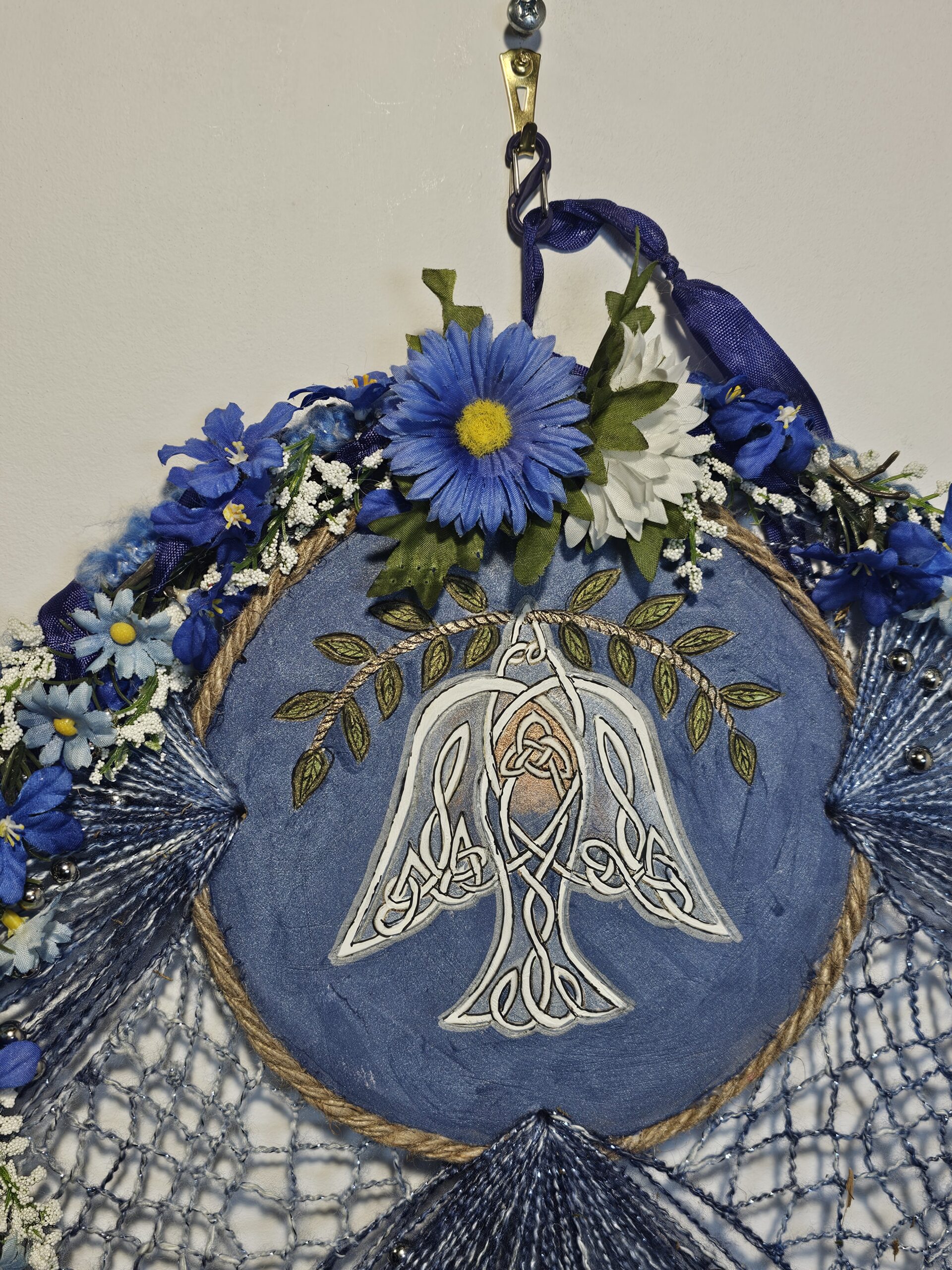 Handcrafted Celtic Knot Dreamcatcher with Floral Accents - product image 2