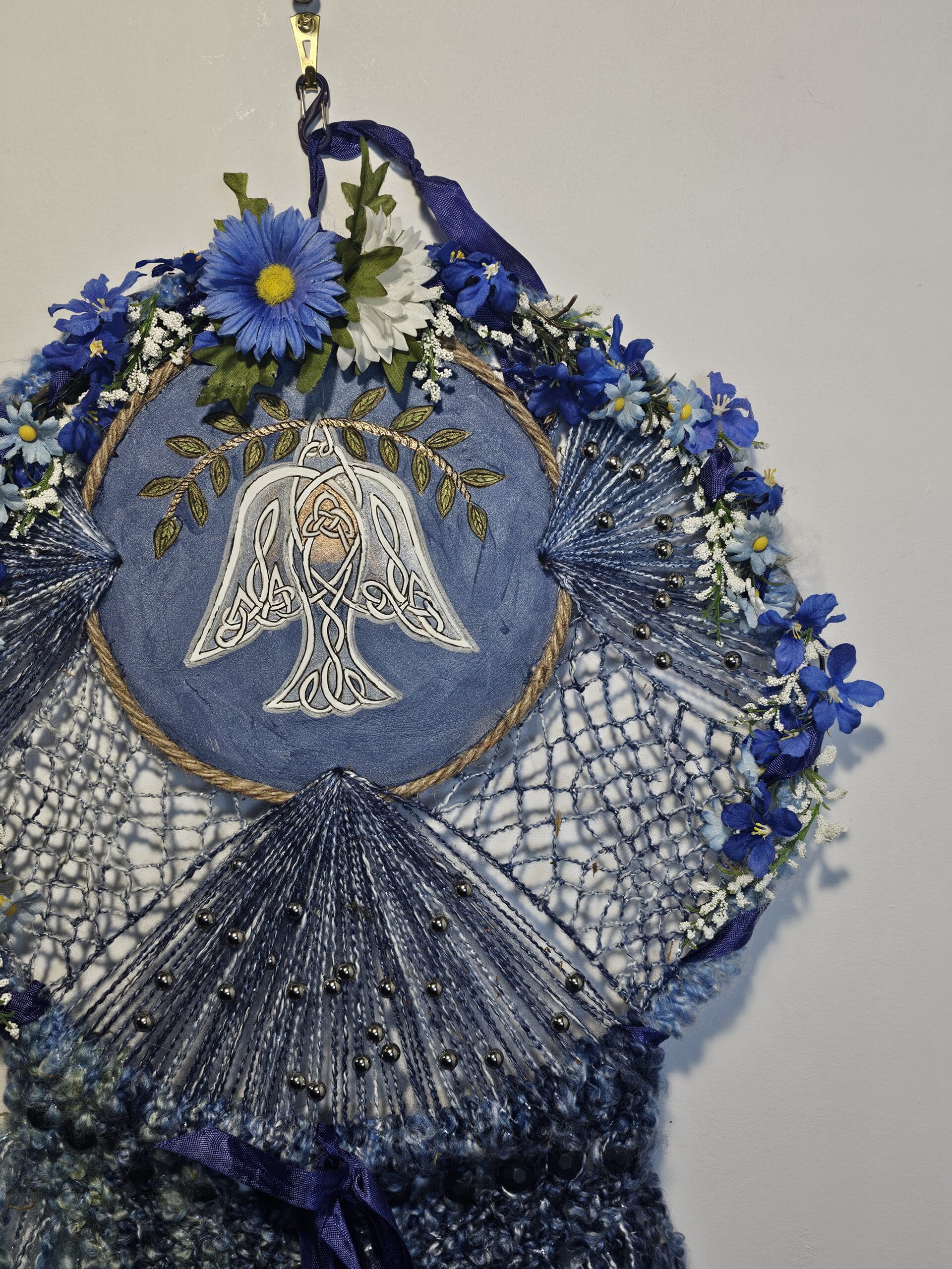 Handcrafted Celtic Knot Dreamcatcher with Floral Accents - product image 5