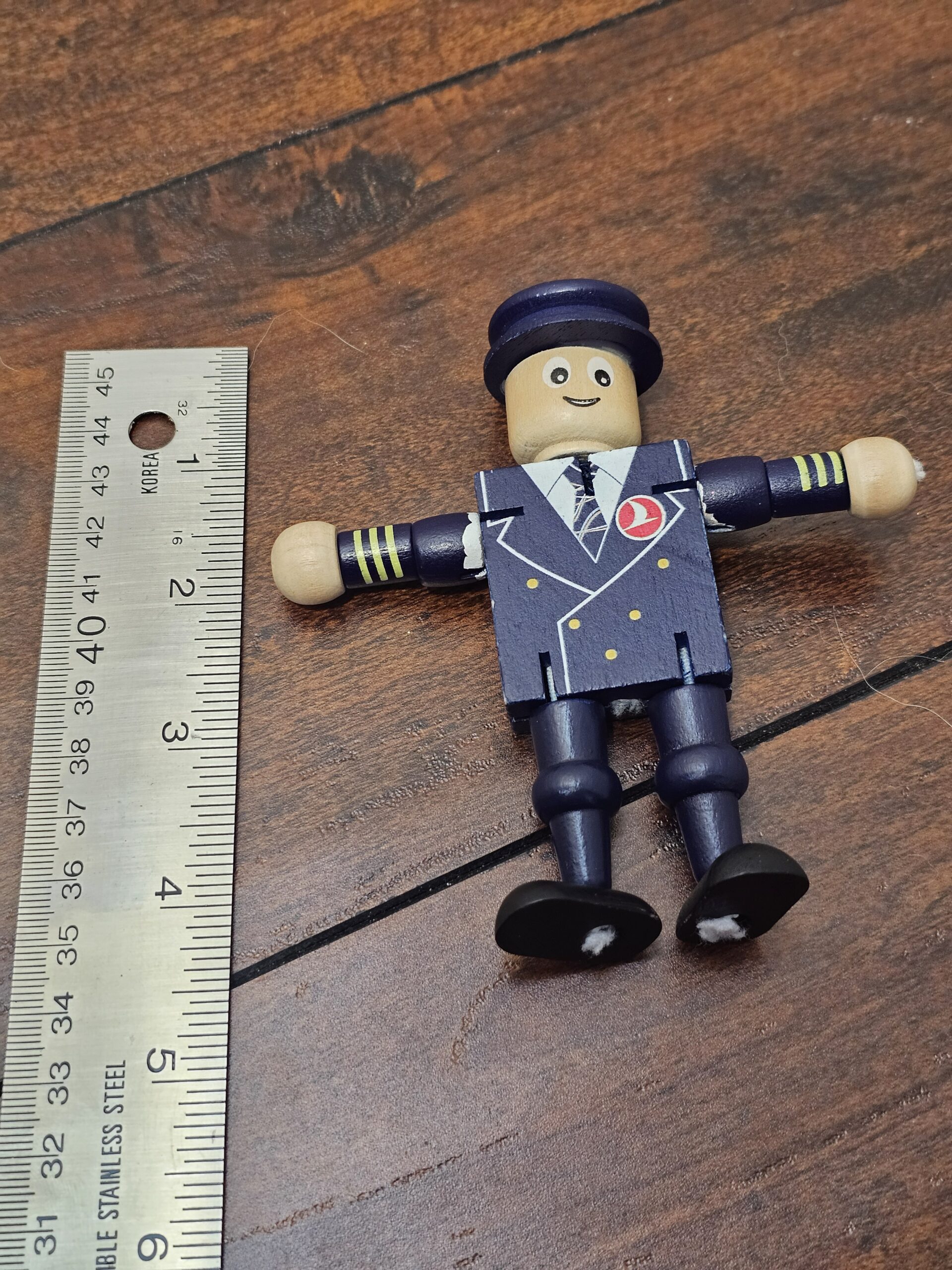 Wooden Pilot Figure Toy with Movable Arms - Collector's Item - product image 2