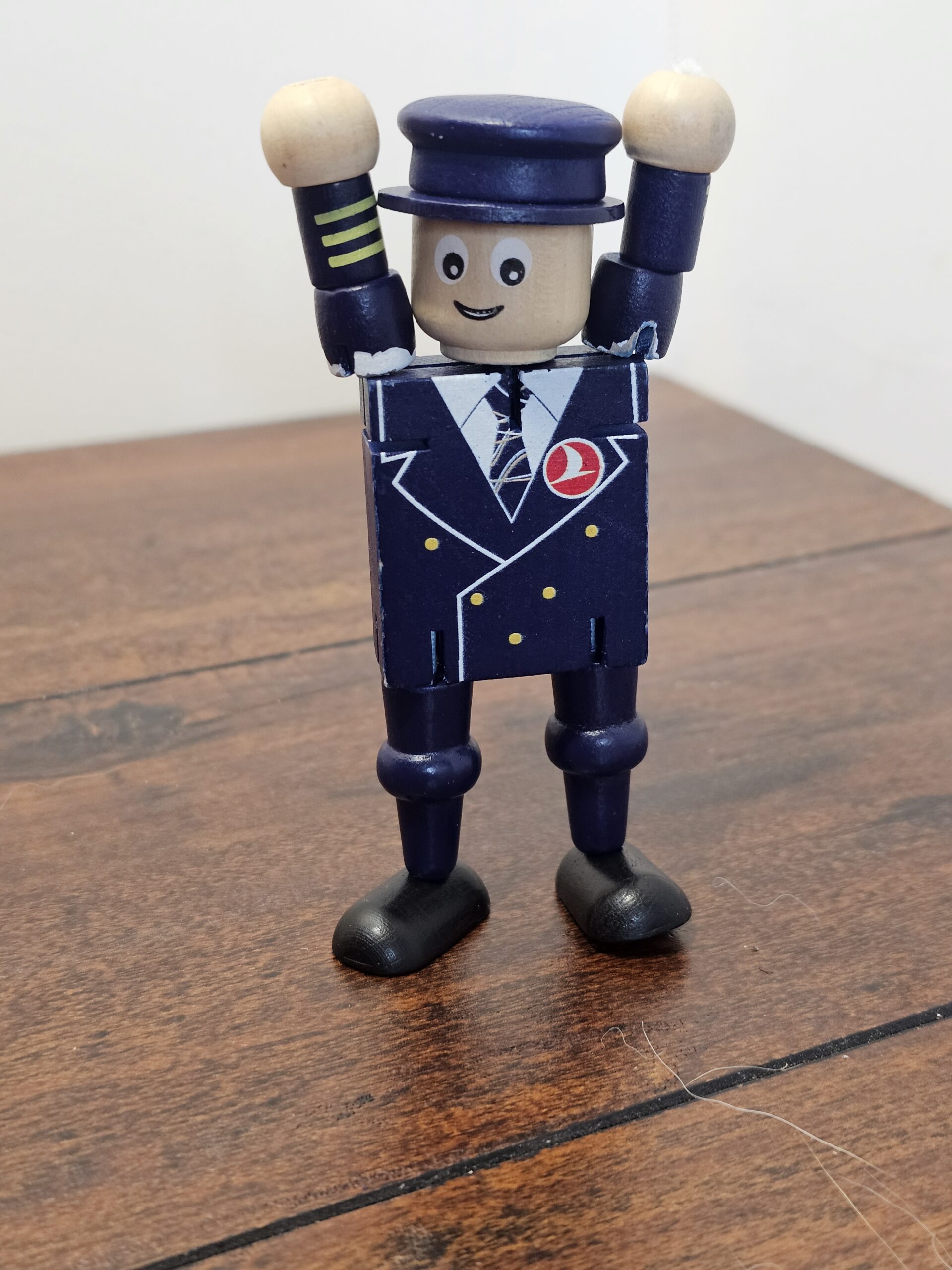 Wooden Pilot Figure Toy with Movable Arms - Collector's Item - product image 4