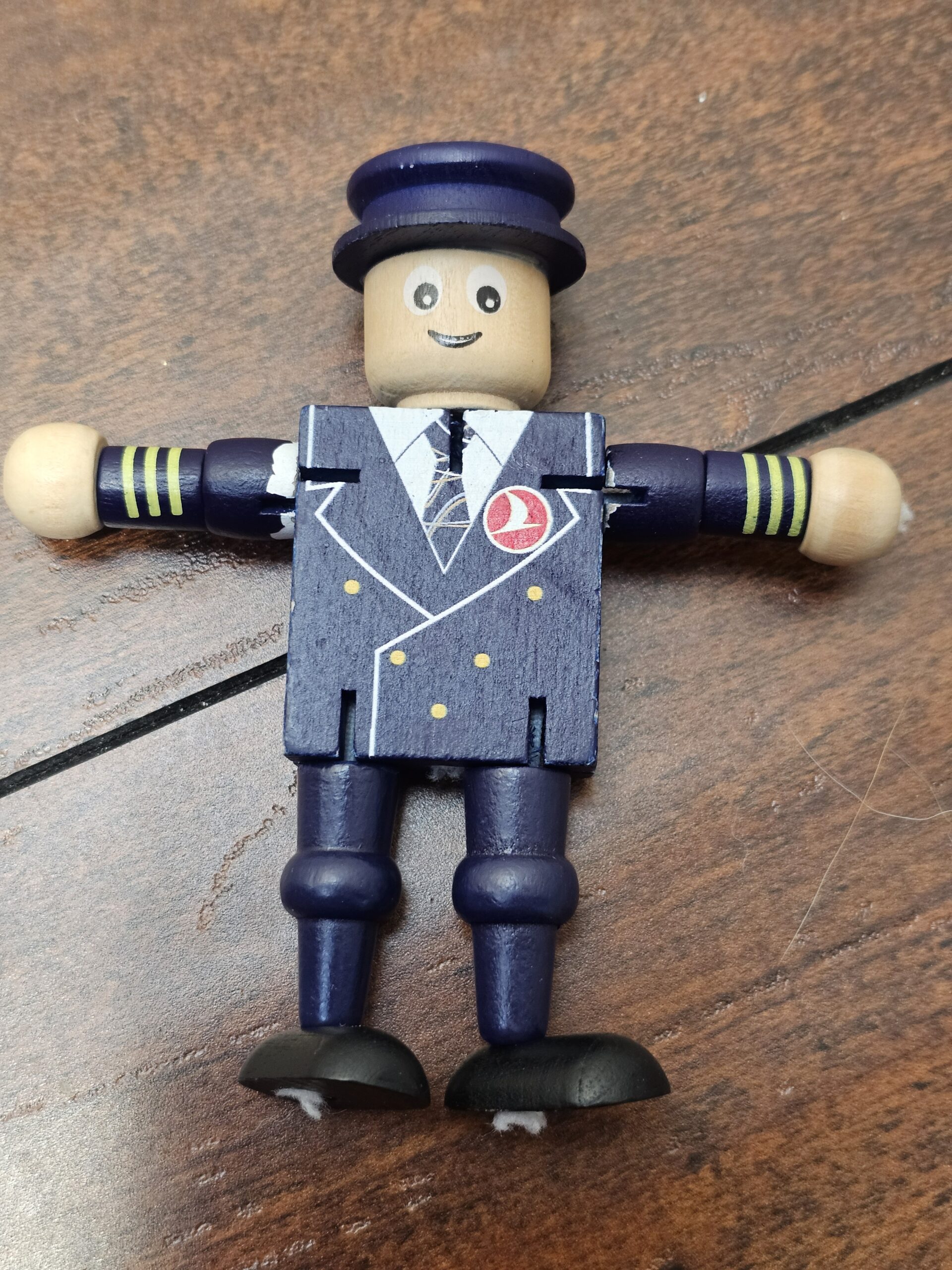Wooden Pilot Figure Toy with Movable Arms - Collector's Item - product image 5