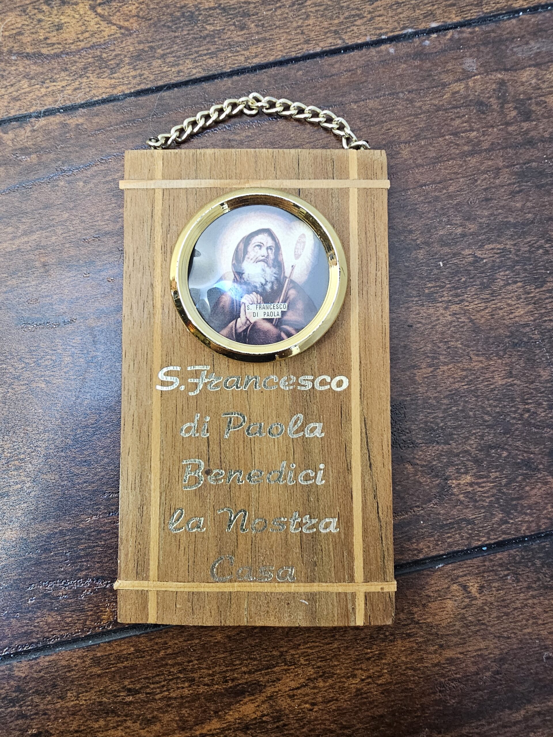 St. Francesco di Paola Wooden Wall Plaque with Chain - product image 3