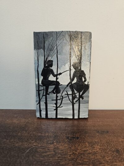 Hand-Painted Silhouette Art on Wood Panel - product image 1