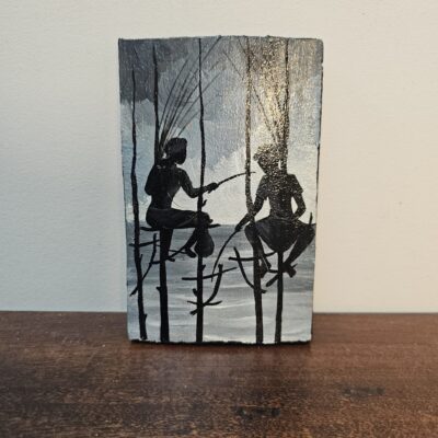 Hand-Painted Silhouette Art on Wood Panel - product image 1