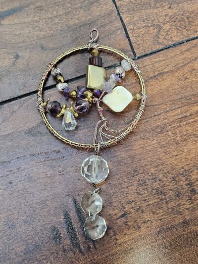 Handcrafted Wire Wrapped Gemstone Suncatcher with Beads - product image 1