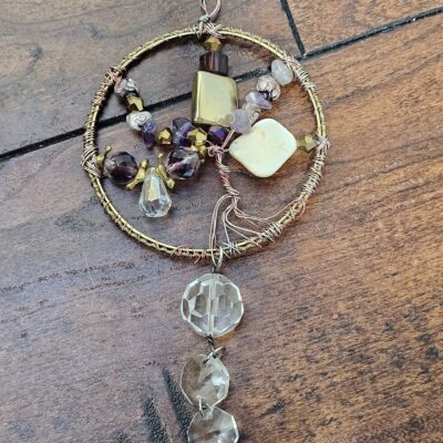 Handcrafted Wire Wrapped Gemstone Suncatcher with Beads - product image 1