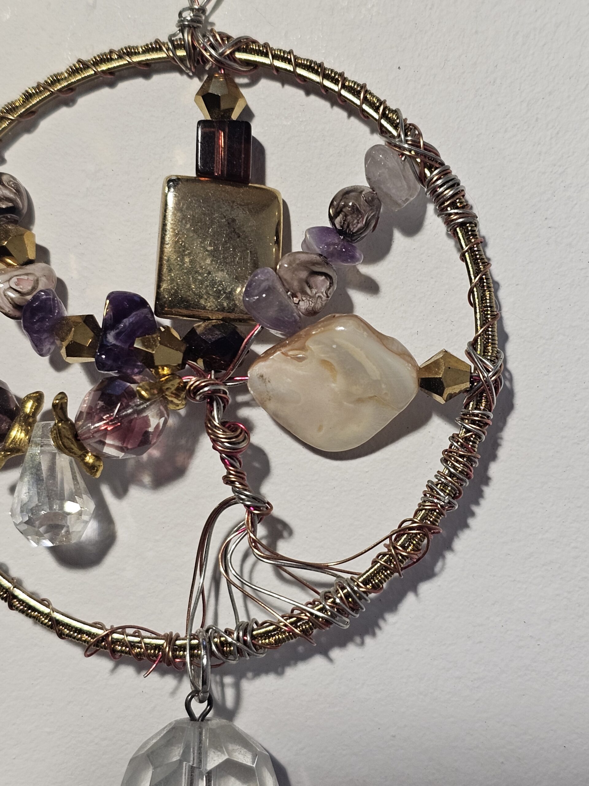 Handcrafted Wire Wrapped Gemstone Suncatcher with Beads - product image 4