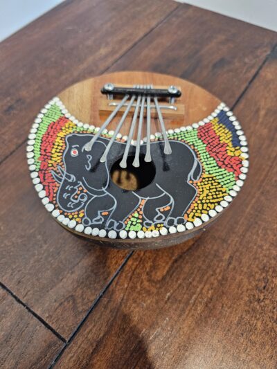 Handcrafted Coconut Shell Kalimba with Elephant Design - product image 1