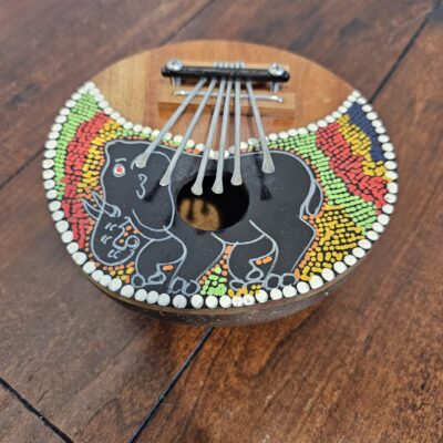 Handcrafted Coconut Shell Kalimba with Elephant Design - product image 1
