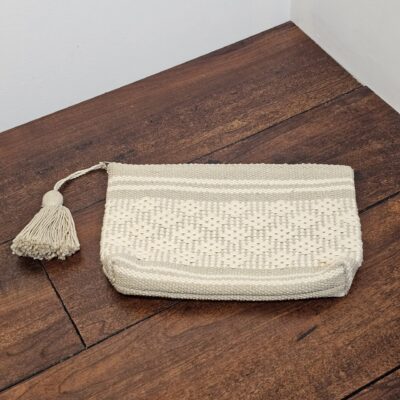 Handwoven Cream Cotton Clutch with Tassel Accent - product image 1