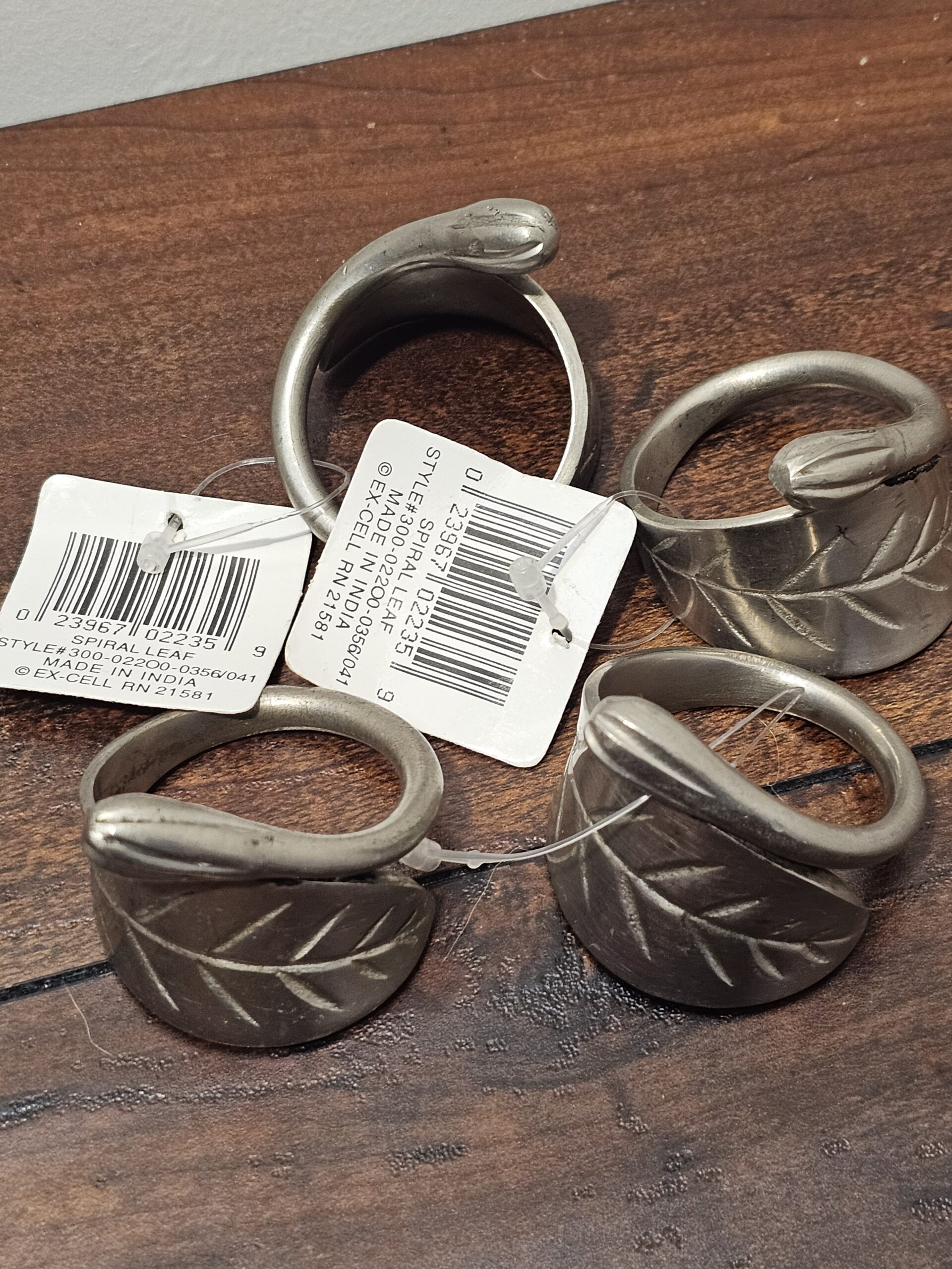 Ex-Cell Spiral Leaf Napkin Rings Silver Set of 4 - product image 5