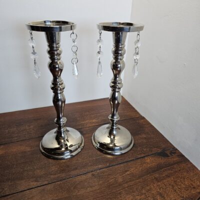 Elegant Silver Candle Holders with Crystal Accents - product image 1