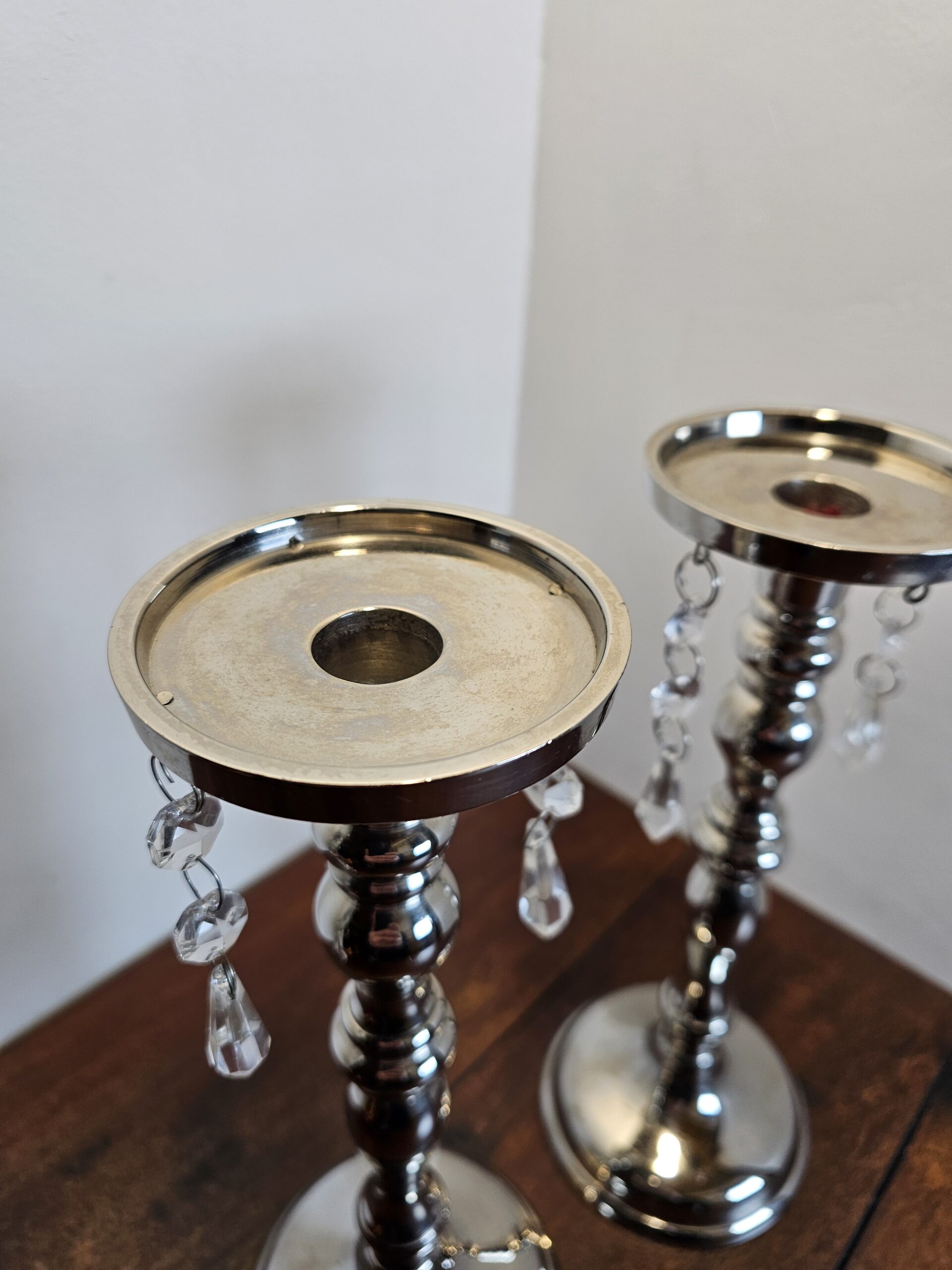 Elegant Silver Candle Holders with Crystal Accents - product image 2