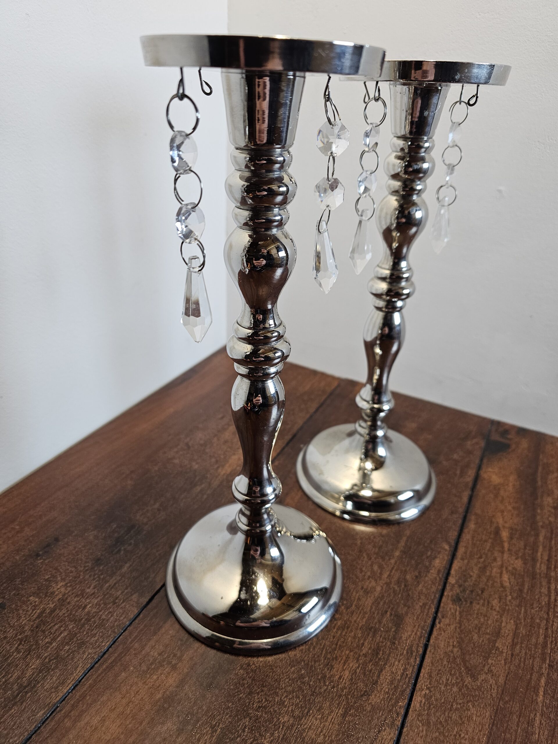 Elegant Silver Candle Holders with Crystal Accents - product image 3