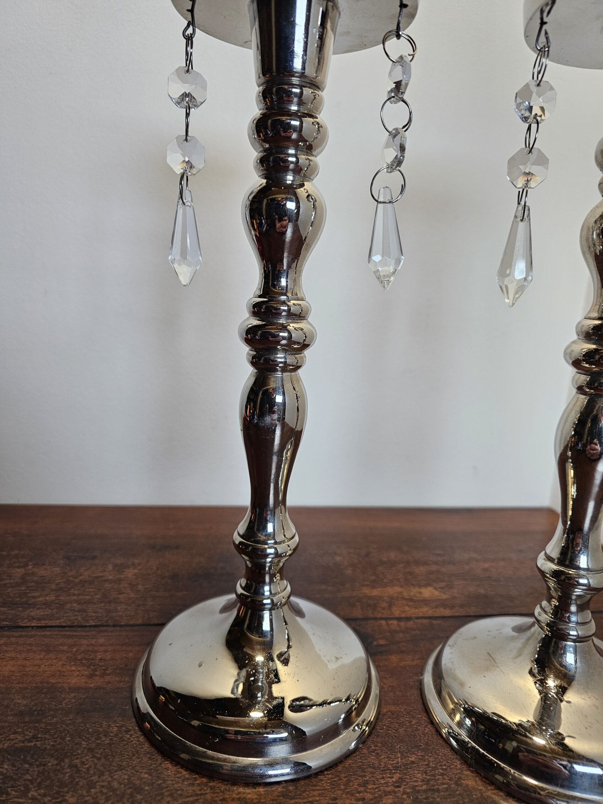 Elegant Silver Candle Holders with Crystal Accents - product image 4