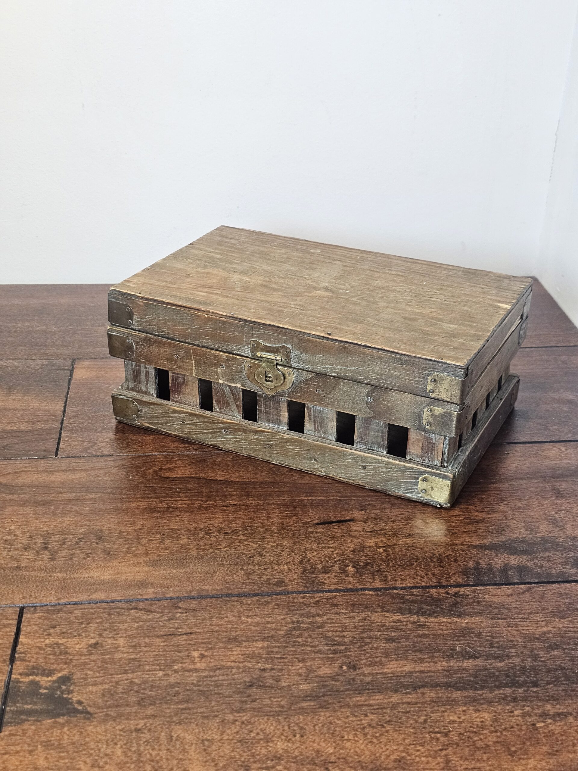 Vintage Wooden Storage Box with Brass Latch - product image 1