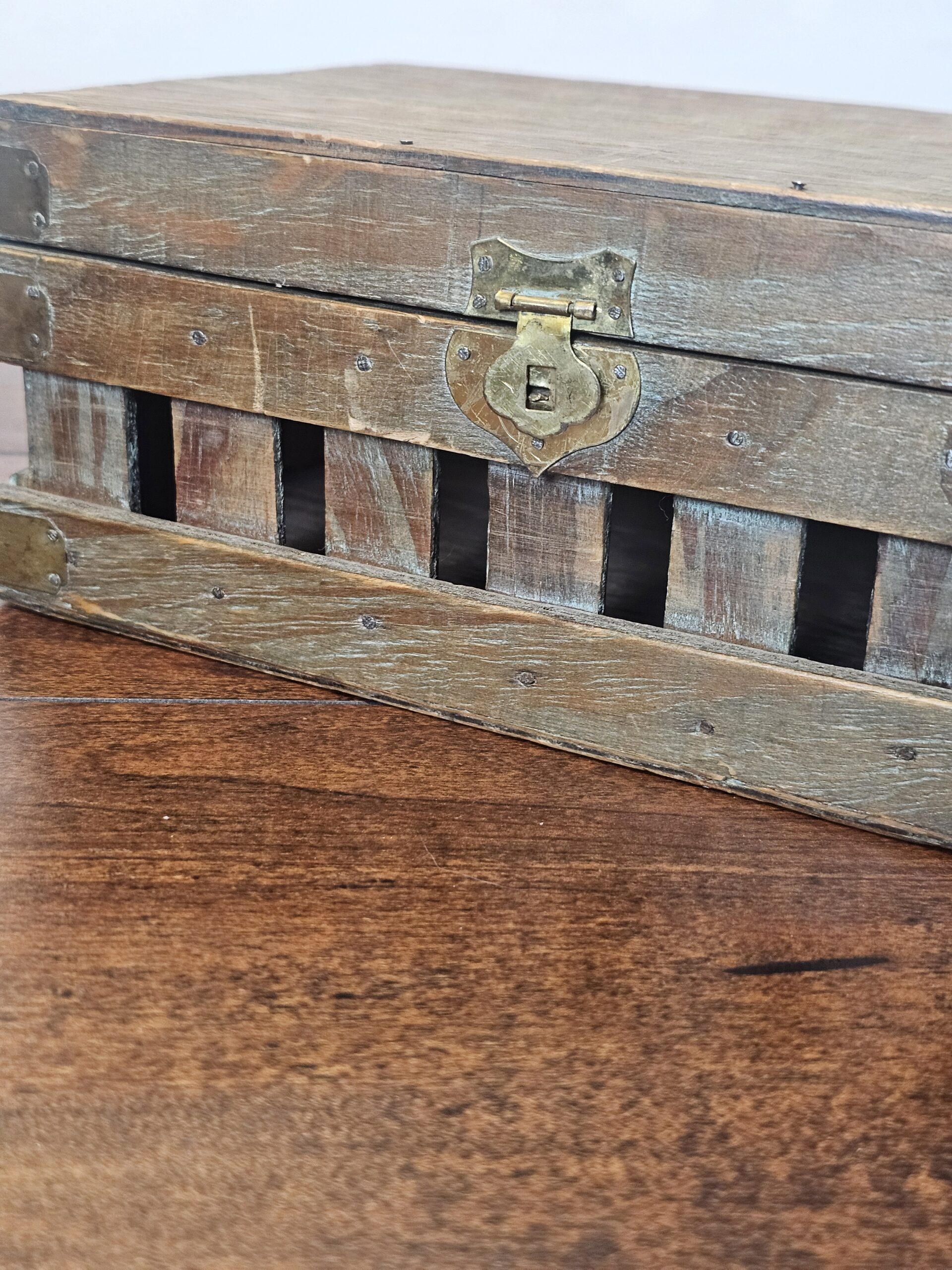 Vintage Wooden Storage Box with Brass Latch - product image 2