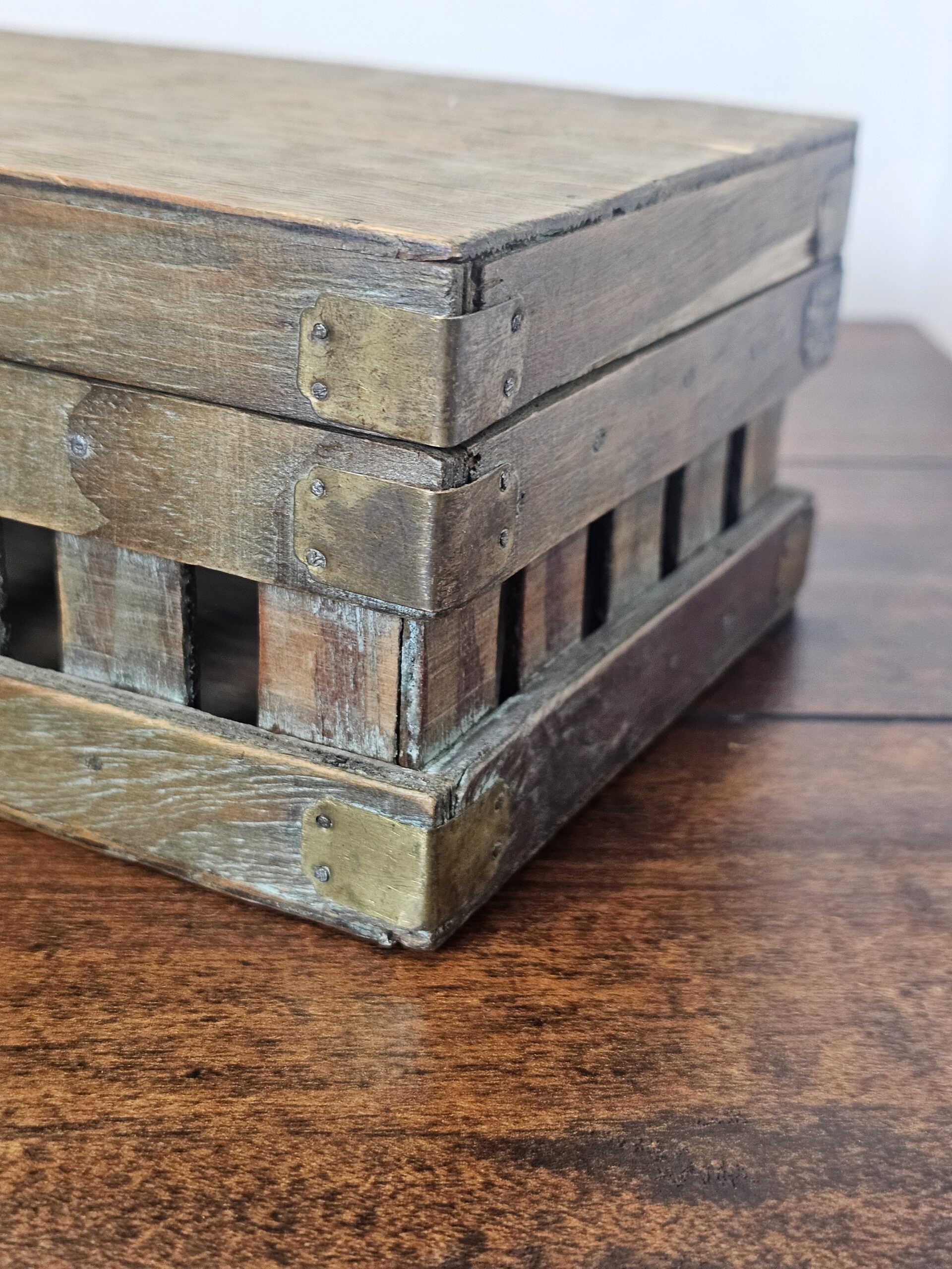Vintage Wooden Storage Box with Brass Latch - product image 3