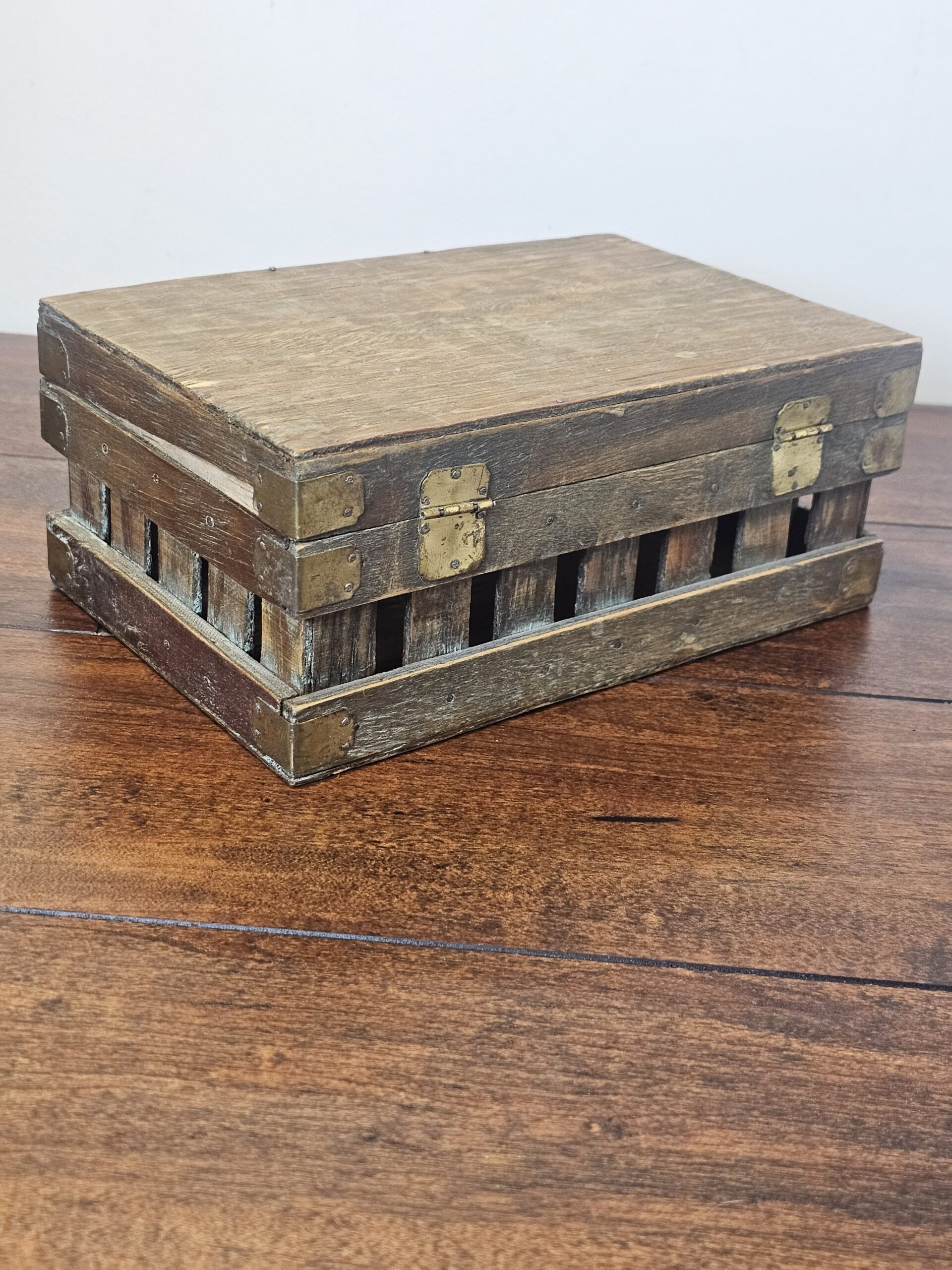 Vintage Wooden Storage Box with Brass Latch - product image 4