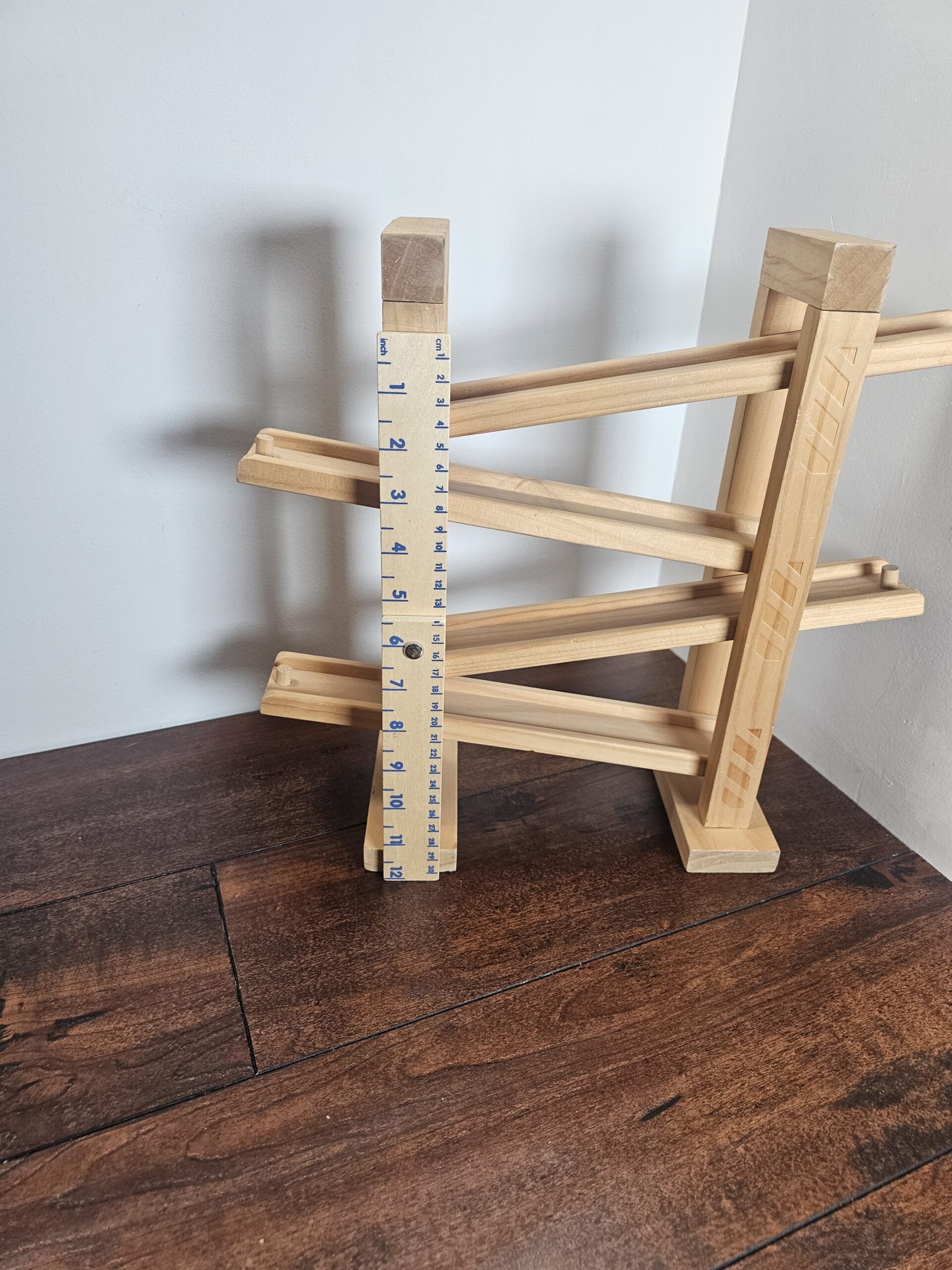Wooden Marble Run Toy Track with Ruler - product image 1