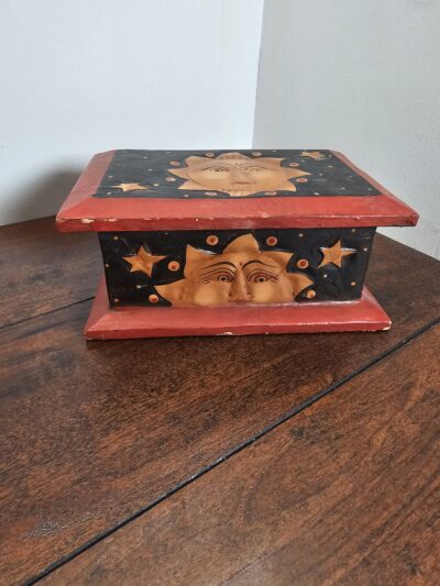 Handcrafted Wooden Sun and Moon Decorative Box - product image 1