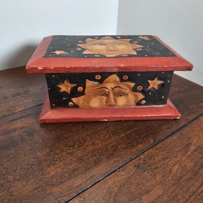 Handcrafted Wooden Sun and Moon Decorative Box - product image 1