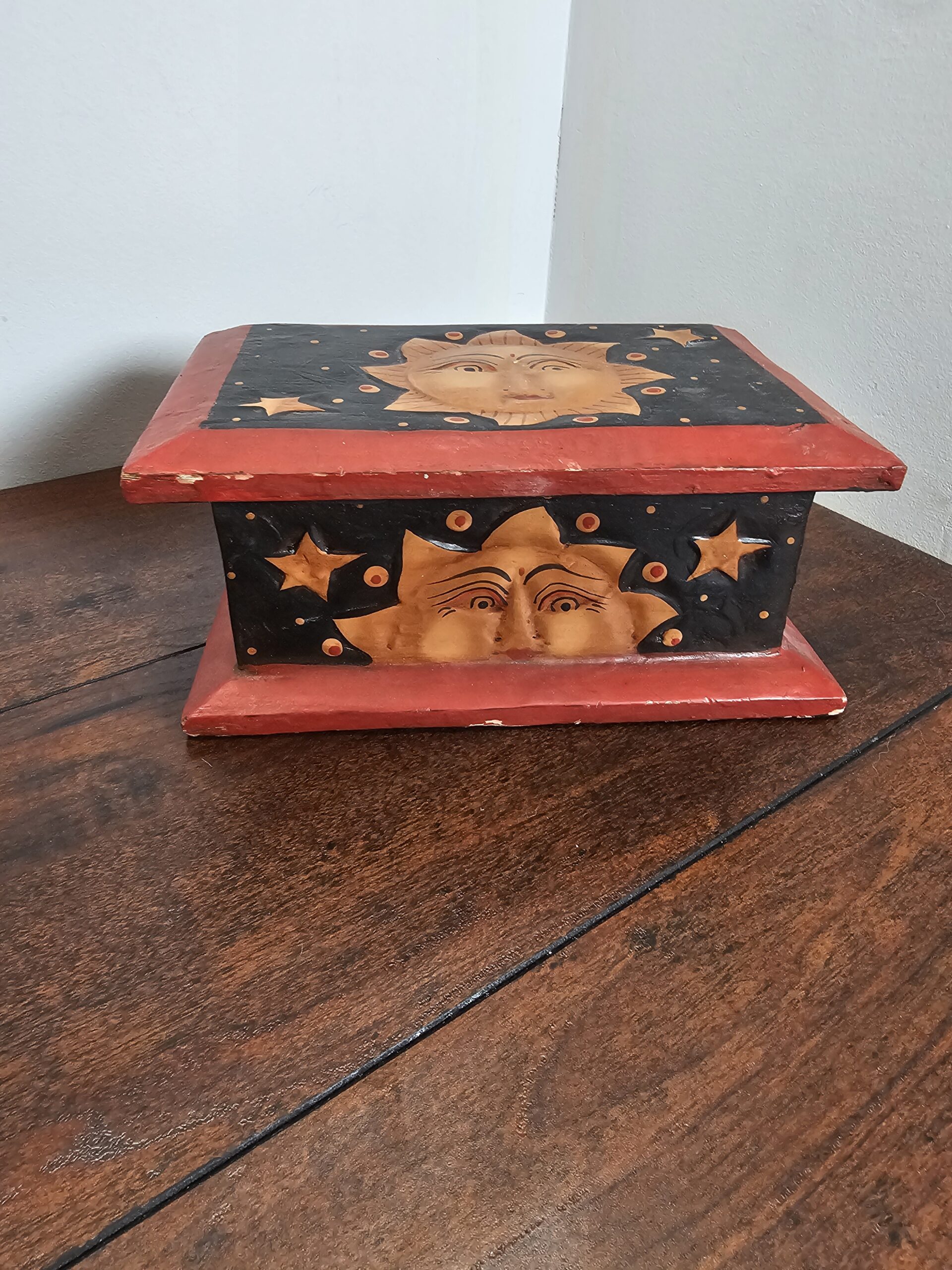 Handcrafted Wooden Sun and Moon Decorative Box - product image 1
