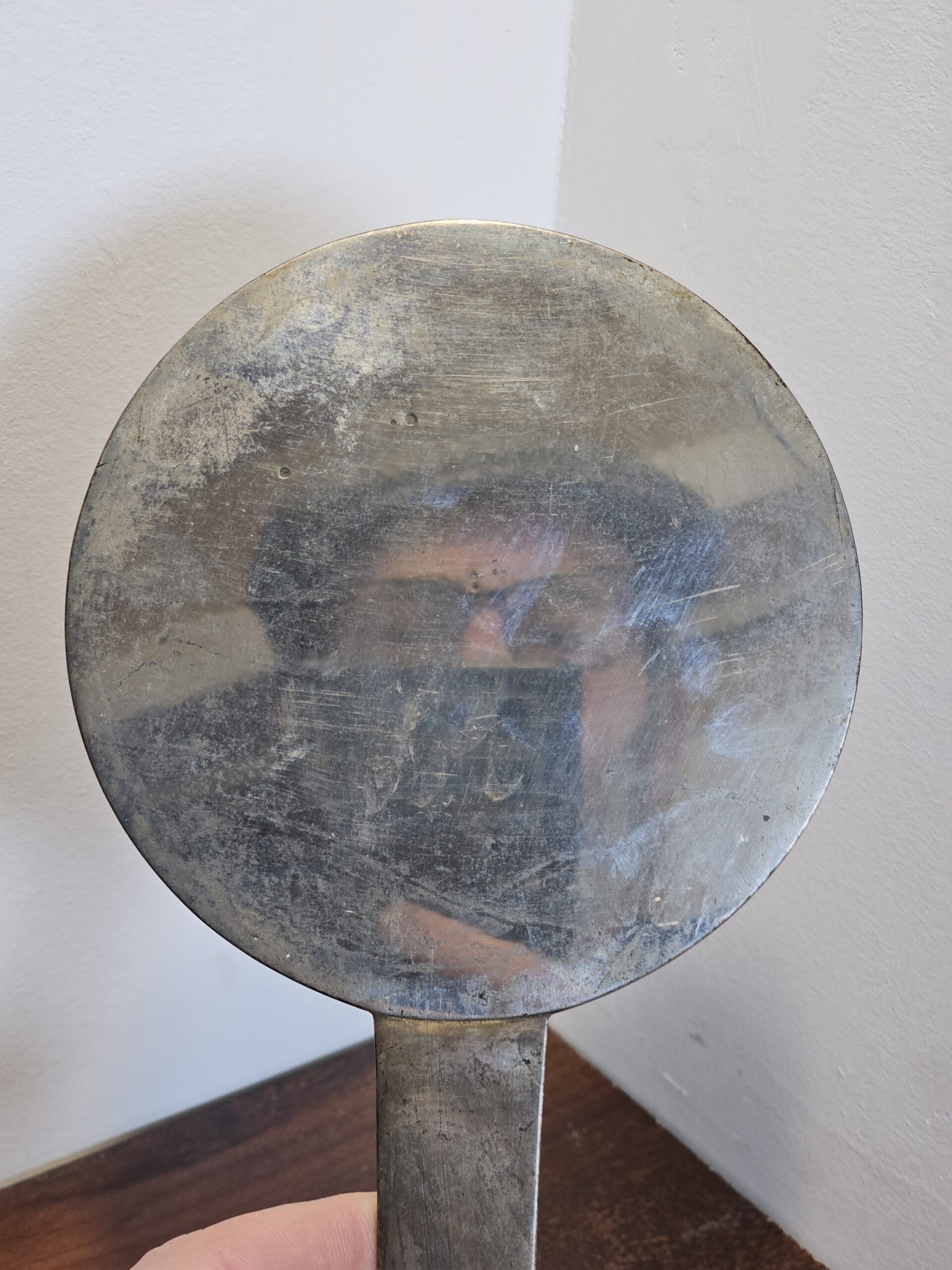 Vintage Japanese Bronze Hand Mirror with Engraved Scenic Design - product image 5