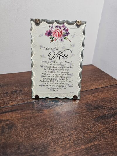 Crystal Inspirations I Love You Mom Plaque with Floral Design - product image 1