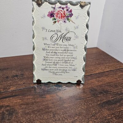 Crystal Inspirations I Love You Mom Plaque with Floral Design - product image 1