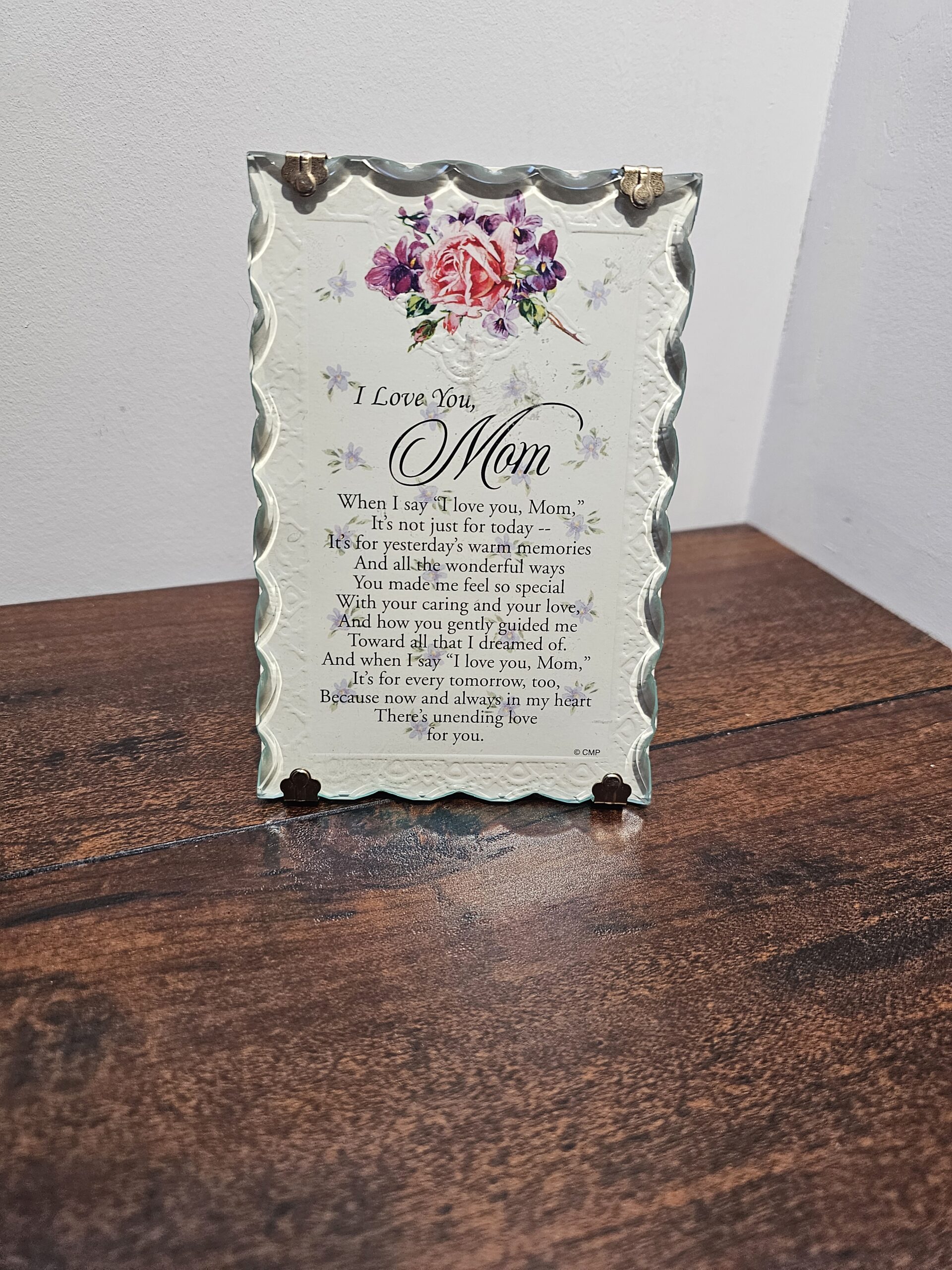 Crystal Inspirations I Love You Mom Plaque with Floral Design - product image 1