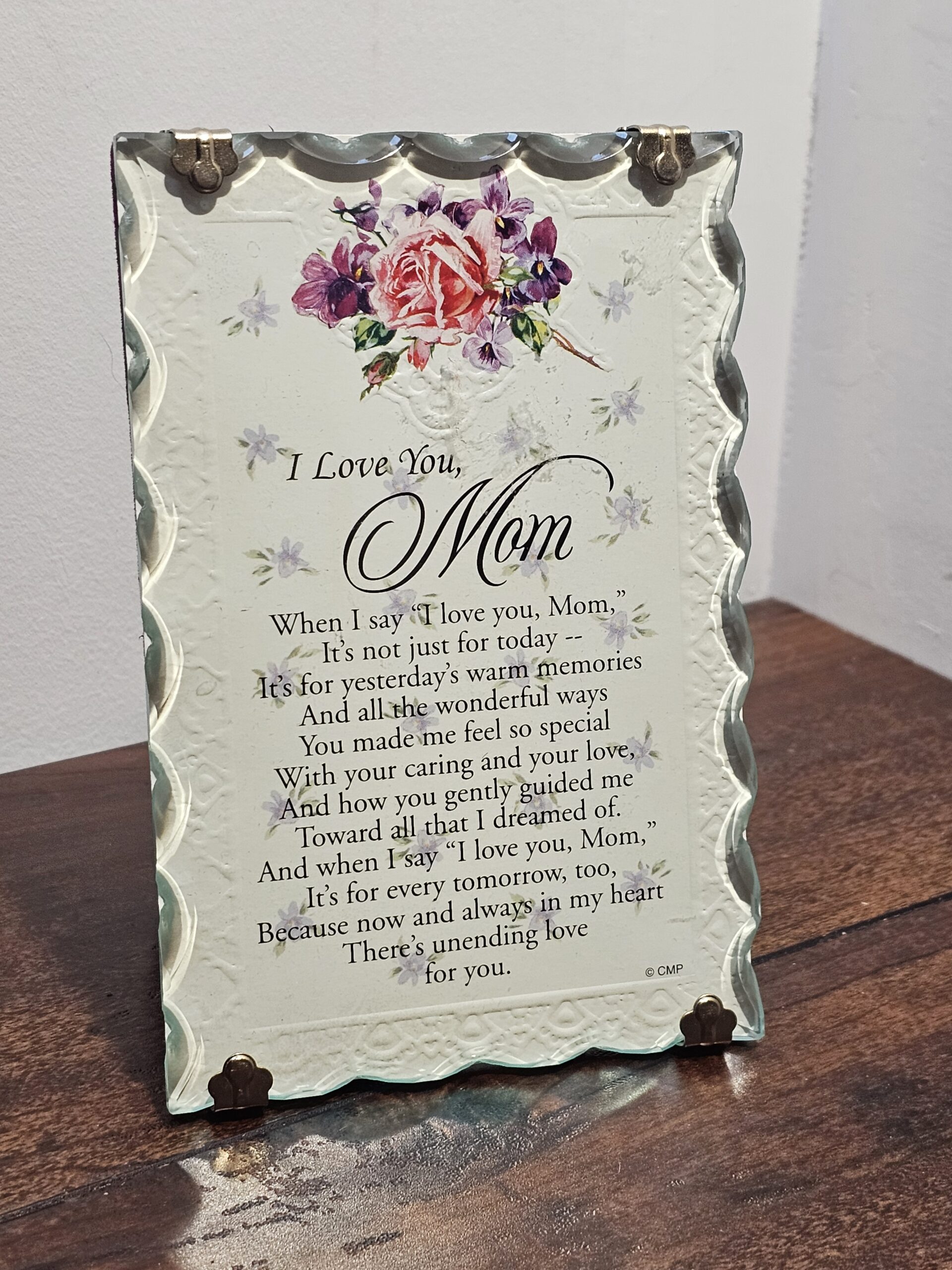 Crystal Inspirations I Love You Mom Plaque with Floral Design - product image 2