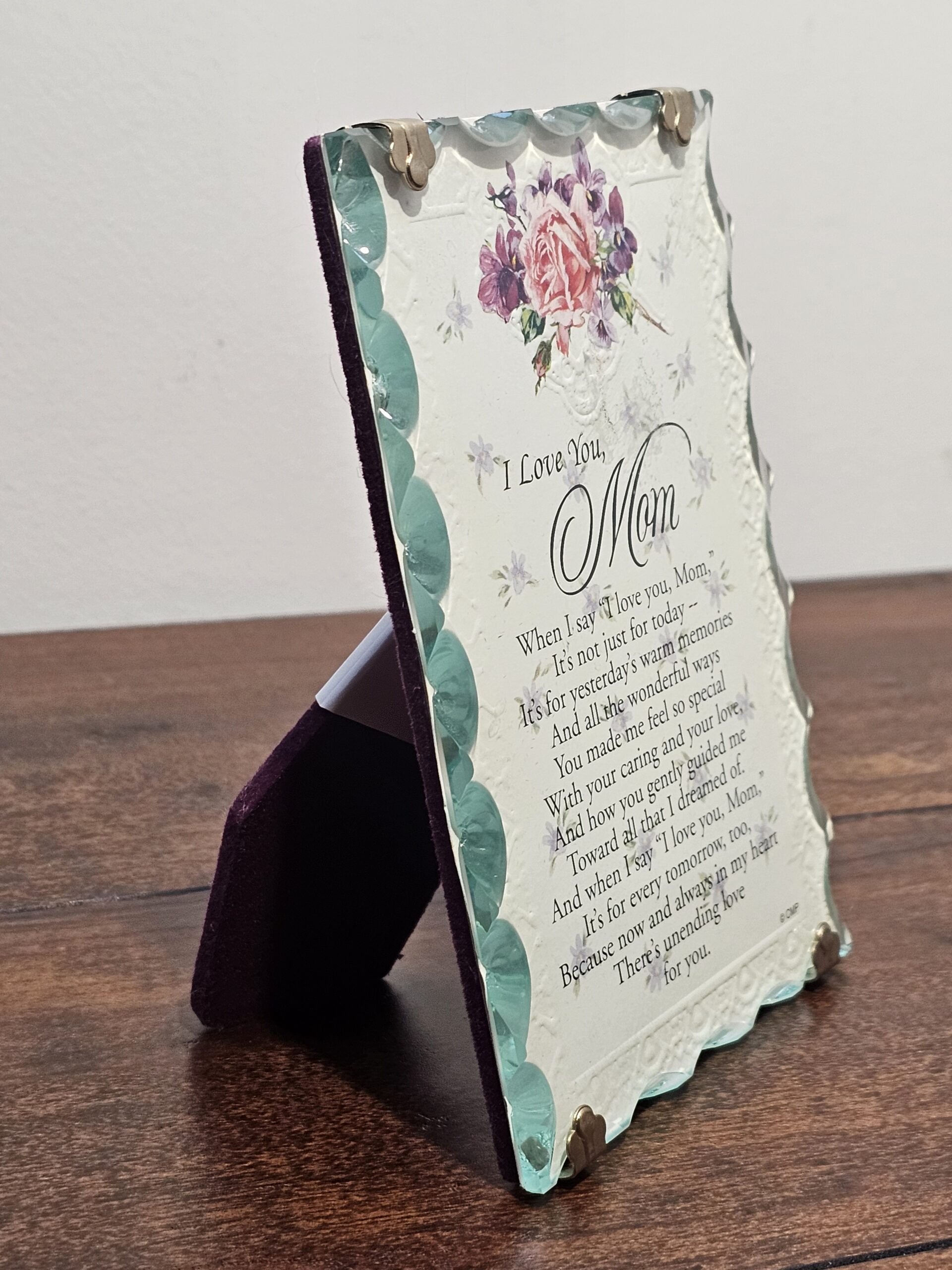 Crystal Inspirations I Love You Mom Plaque with Floral Design - product image 3