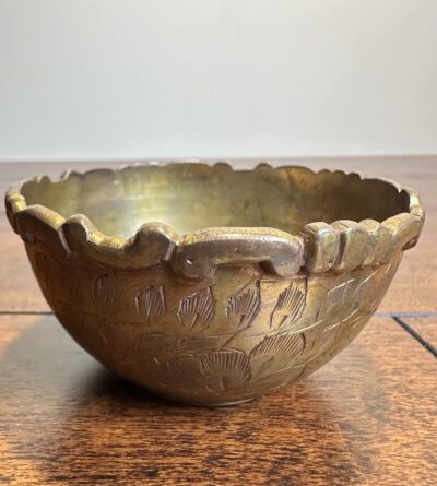 Handcrafted Brass Bowl with Etched Leaf Design - product image 1