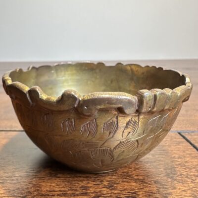 Handcrafted Brass Bowl with Etched Leaf Design - product image 1