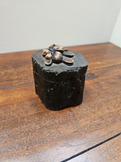 Handcrafted Wooden Flower Trinket Box with Carved Lid - product image 1
