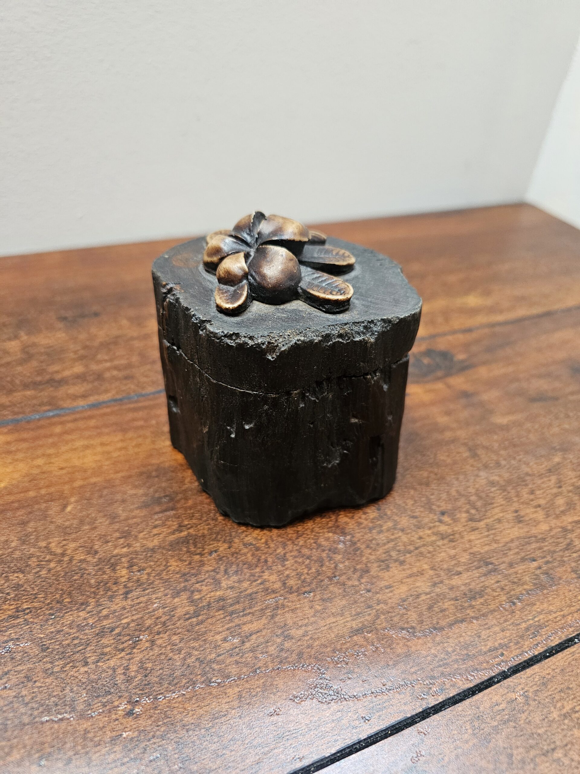 Handcrafted Wooden Flower Trinket Box with Carved Lid - product image 1