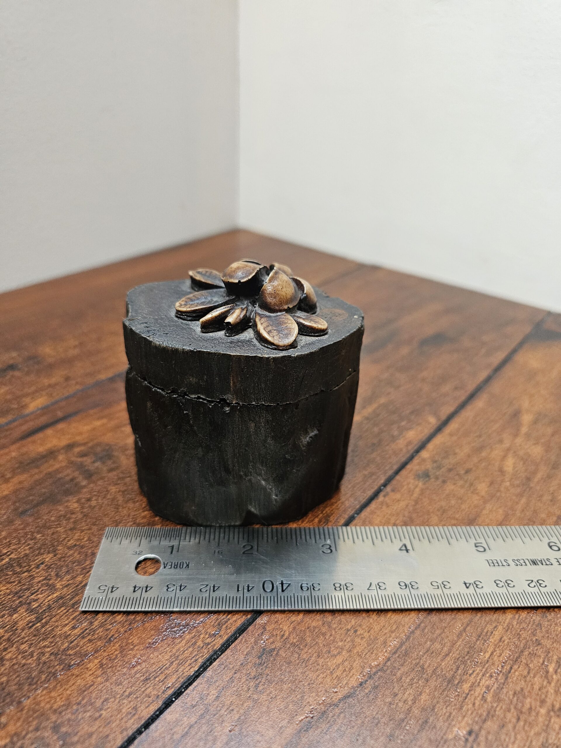 Handcrafted Wooden Flower Trinket Box with Carved Lid - product image 3