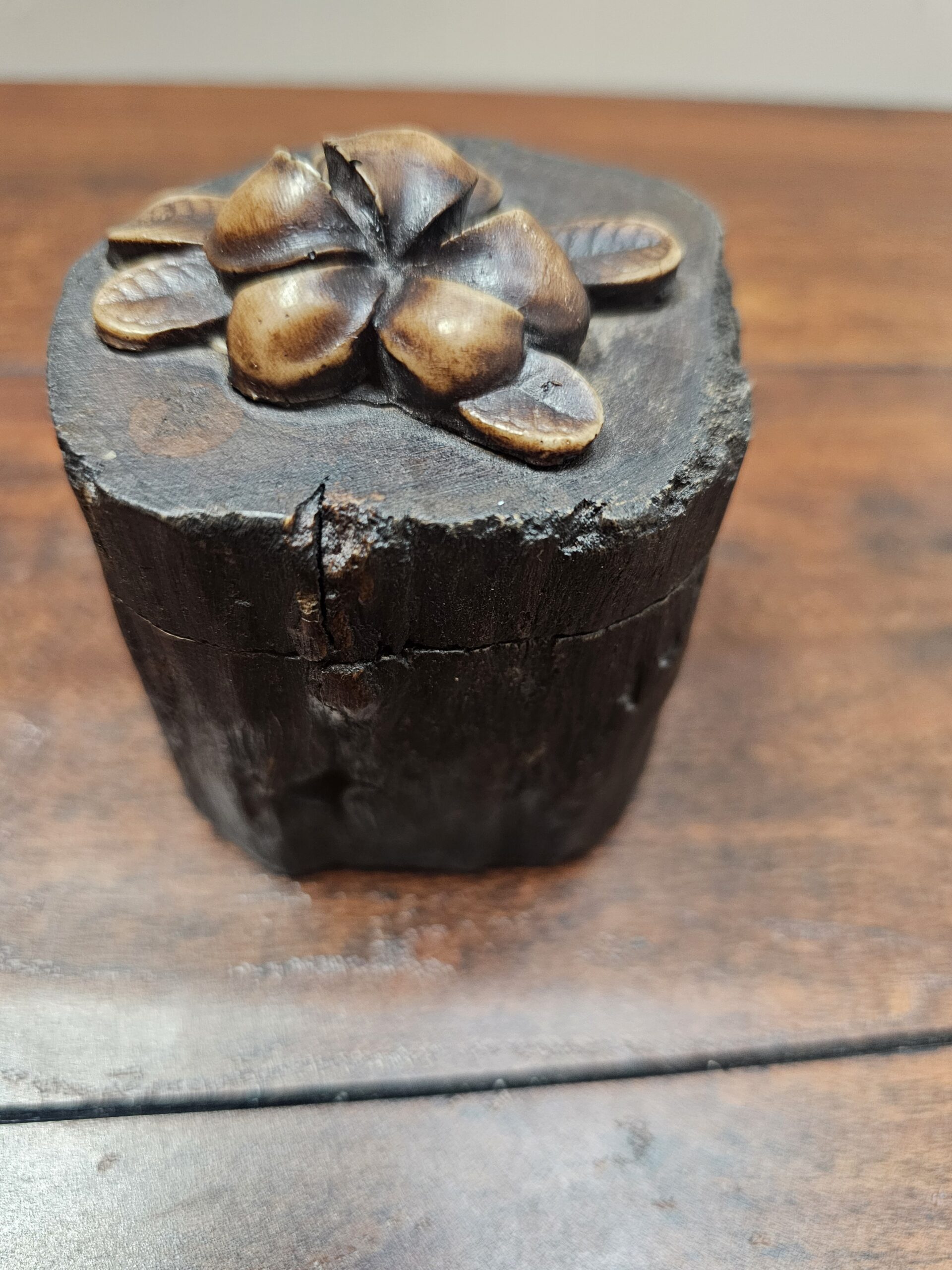 Handcrafted Wooden Flower Trinket Box with Carved Lid - product image 4