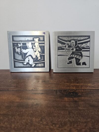 Inuit Art Aluminum Engravings Set of 2 - Hunting Scenes - product image 1