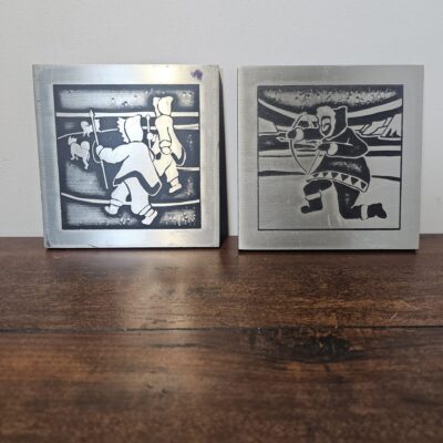 Inuit Art Aluminum Engravings Set of 2 - Hunting Scenes - product image 1