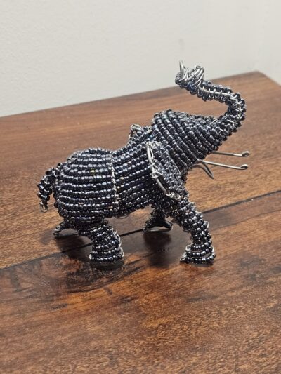 Beaded Wire Elephant Sculpture Handmade Decor - product image 1