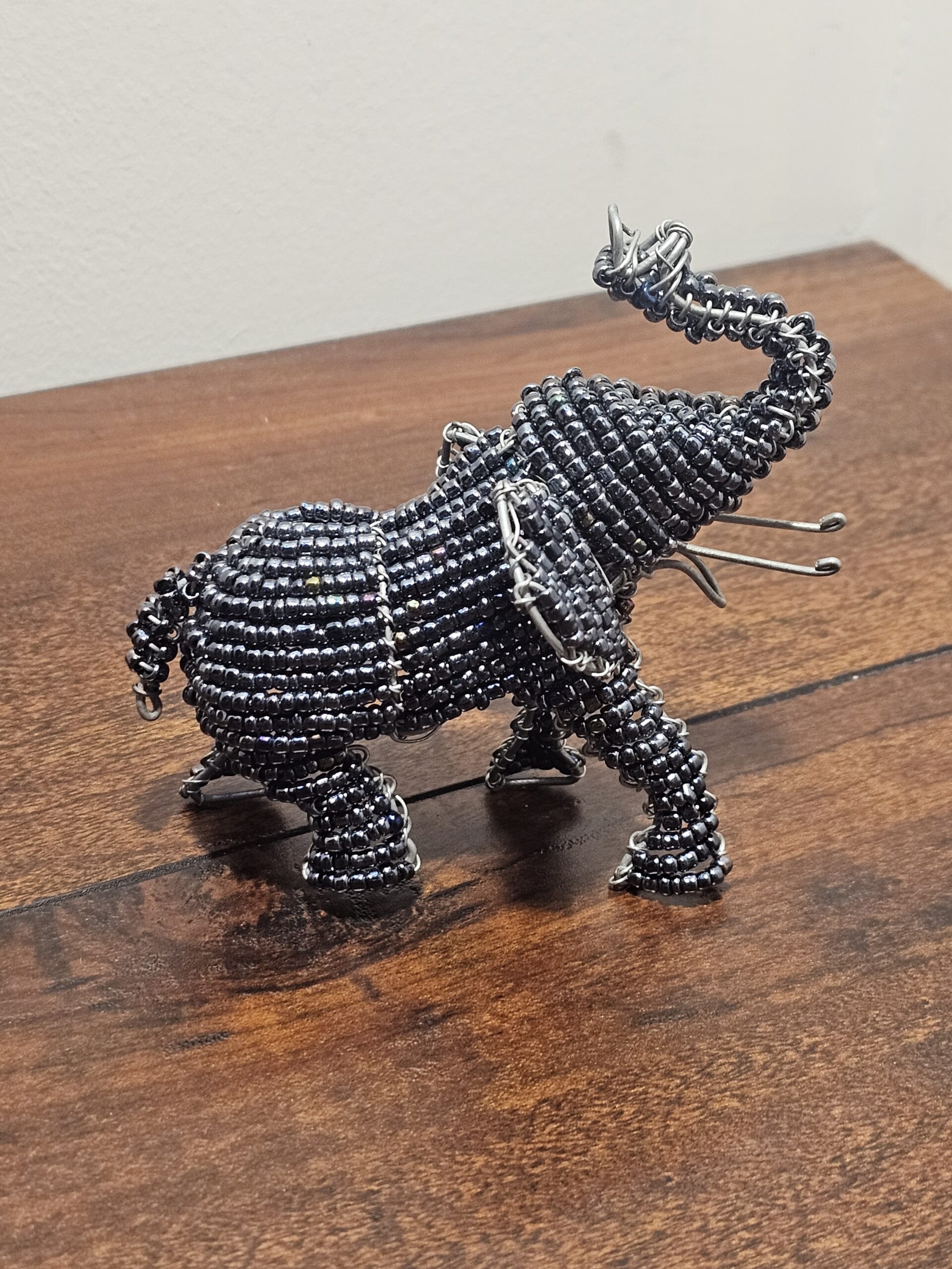 Beaded Wire Elephant Sculpture Handmade Decor - product image 1