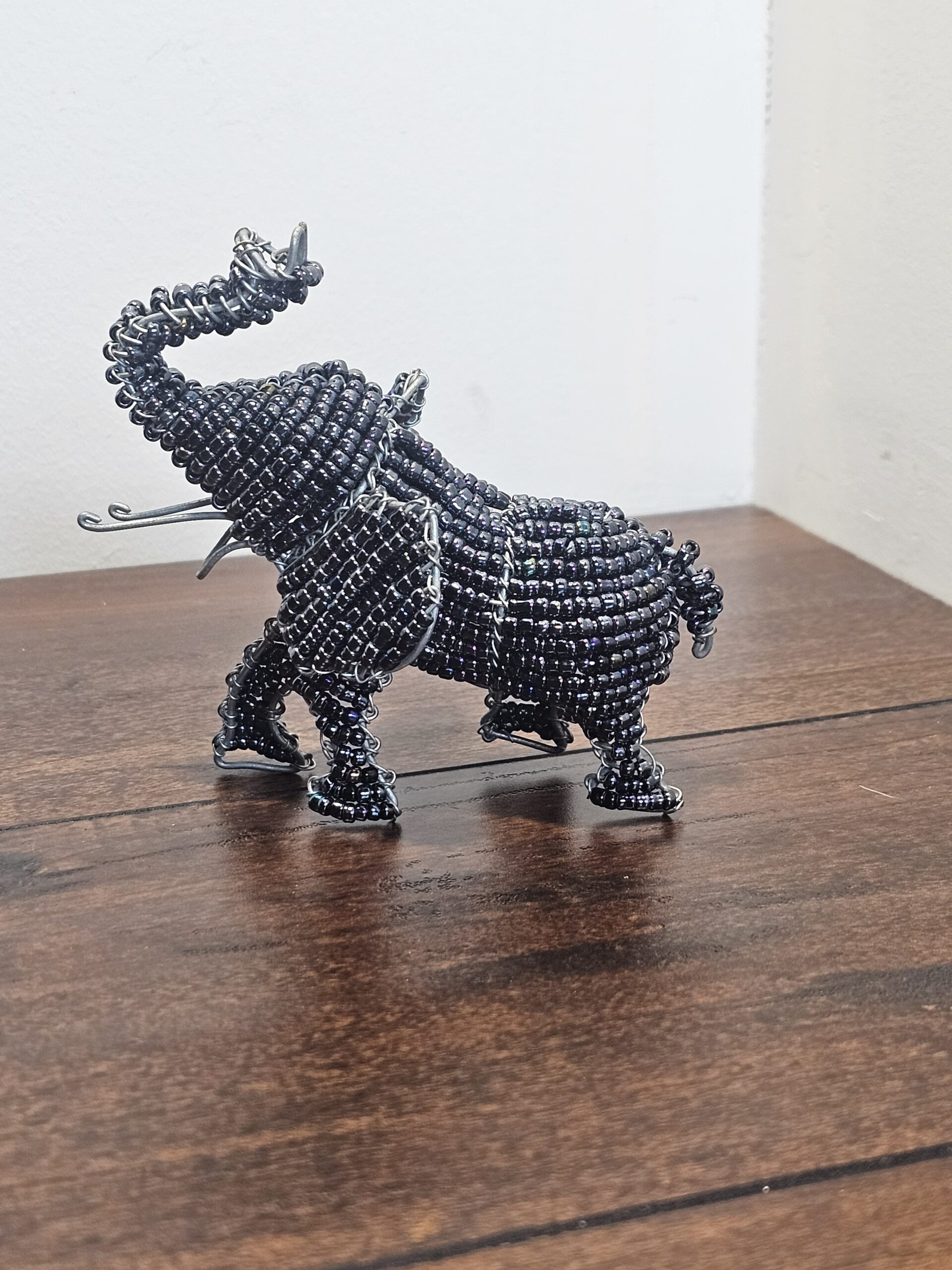 Beaded Wire Elephant Sculpture Handmade Decor - product image 3