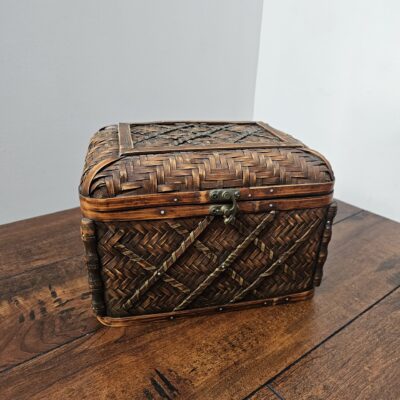 Vintage Woven Wood Storage Chest with Latch - product image 1